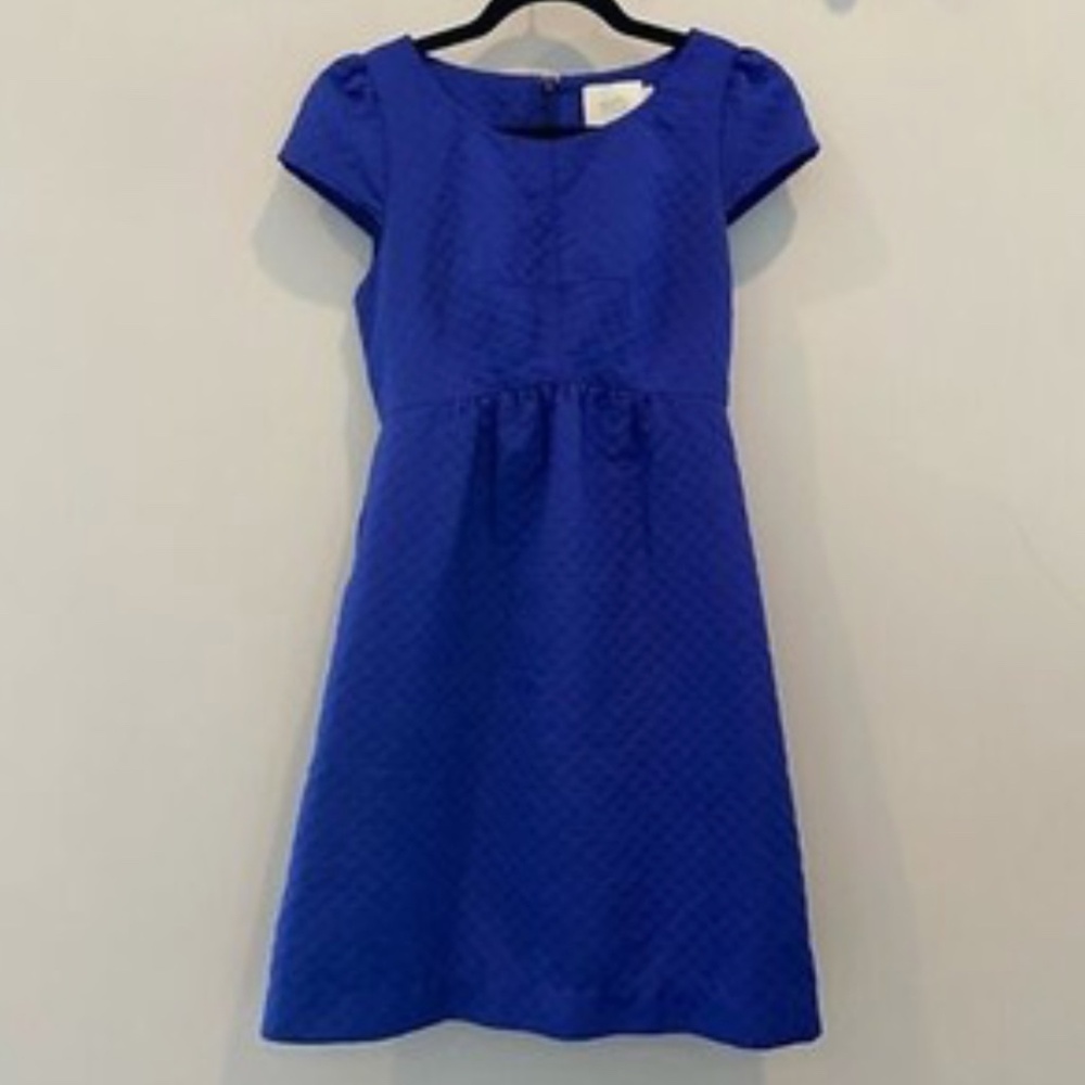 ANTHROPOLOGIE | HD IN PARIS Jaquard Cap Sleeve Mini Dress Sapphire Size 12P